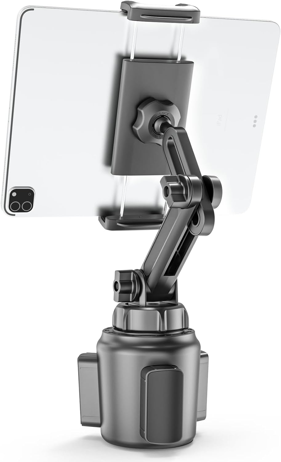 Charchendo Adjustable Extendable Cup Holder Tablet Stand - 4-12.9 inch Tablet & Phone Mount, Non-Slip Secure Clamp, for Car/Truck, Fits iPad Pro/Air/Mini, Samsung Galaxy Tab